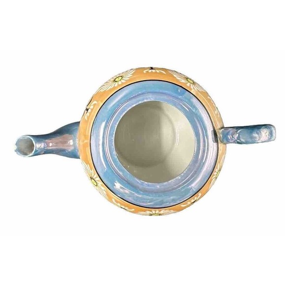 Vintage Lusterware Iridescent Hand Painted Floral Teapot with Lid made in Japan - Picture 8 of 12